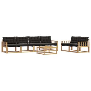 vidaXL Set de canapele de exterior 7 buc. Alb și negru