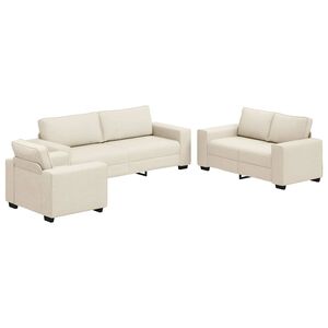 vidaXL Canapea 3 buc. Bej Material textil din in