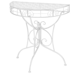 vidaXL Masă laterală tip vintage argintiu 72x36x74 cm metal semirotund