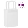 vidaXL Pungi de h&acirc;rtie 50 buc cu m&acirc;nere albe 15x8x21 cm