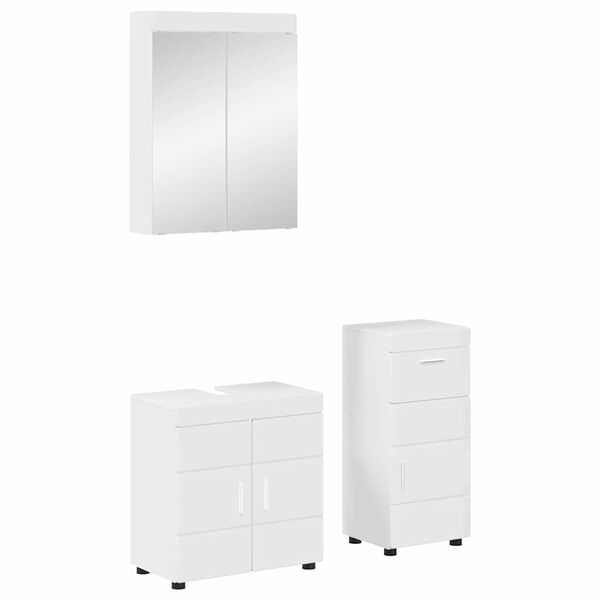 vidaXL Set de mobilier pentru baie TULUM Alb lucios Lemn compozit