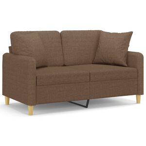 vidaXL Canapea cu 2 locuri cu pernuțe, maro, 120 cm, textil