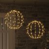 vidaXL Bola cu 192 LED 2 pcs Alb cald 40 x 40 x 43,5 cm Metal