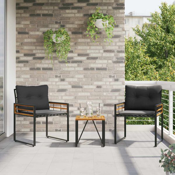 vidaXL Set de Mobilier pentru Exterior cu pernă 3 pcs Gri închis