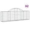 vidaXL Coșuri gabion arcuite 2 buc, 200x30x60/80 cm, fier galvanizat