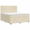vidaXL Pat boxspring cu saltea cu headboard Crem 140 x 190 cm Țesătură