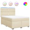 vidaXL Pat box spring cu saltea, crem, 140x200 cm, textil