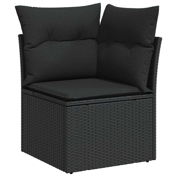 vidaXL Set de canapele pentru grădină cu pernă 9 pcs Negru Rattan poli