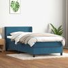 vidaXL Pat box spring cu saltea, albastru &icirc;nchis, 80x220 cm, catifea