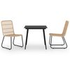 vidaXL Set mobilier de exterior, 3 piese, poliratan și sticlă