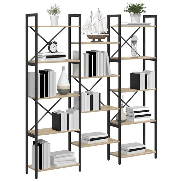 vidaXL Raft pentru cărți Stejar Sonoma 156 x 25 x 167 cm Lemn compozit