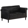 vidaXL Canapea cu 2 locuri, negru, piele naturală