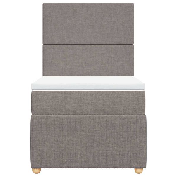 vidaXL Pat box spring cu saltea, gri taupe, 80x200 cm, textil