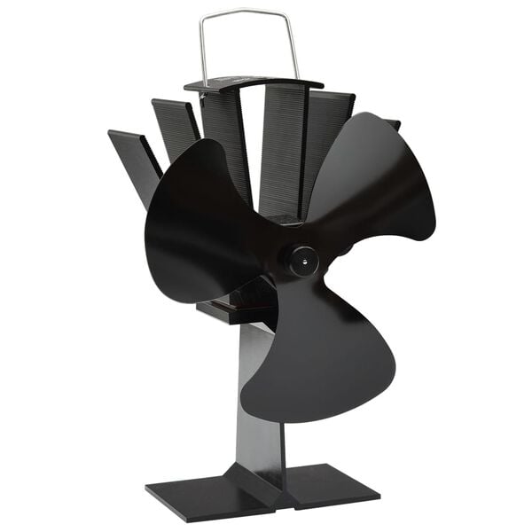 vidaXL Ventilator de sobă cu alimentare termică, 3 palete, negru