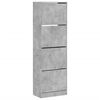 vidaXL Dulap de pantofi 4 sertare rabatabile, gri beton, 60x34x187,5cm