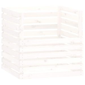 vidaXL Compostor, alb, 80x80x78 cm, lemn masiv de pin
