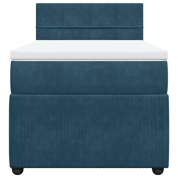 vidaXL Pat continental cu saltea, albastru, 80x200 cm, catifea