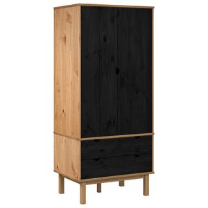 vidaXL Dulap cu sertar OTTA Negru 76,5 x 53 x 172 cm Lemn masiv de pin