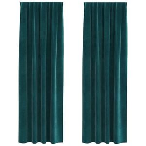 vidaXL Perdele opace 2 pcs Verde &icirc;nchis 140 x 245 cm Catifea