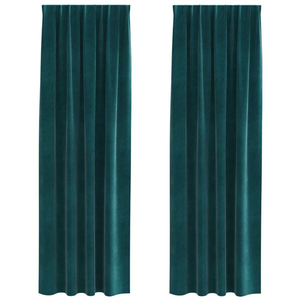 vidaXL Perdele opace 2 pcs Verde închis 140 x 245 cm Catifea