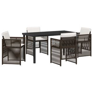 vidaXL Set de masă pentru grădină 5 pcs Maro Oțel vopsit electrostatic