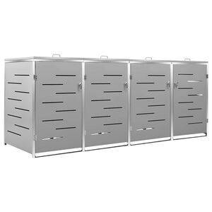 vidaXL Magazie pentru patru pubele 276,5x77,5x115 cm oțel inoxidabil