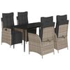 vidaXL Set mobilier de grădină cu perne, 5 piese, gri, poliratan