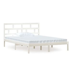 vidaXL Cadru de pat King Size, alb, 150x200 cm, lemn masiv