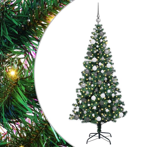 vidaXL Pom de Crăciun artificial pre-iluminat cu 300 LED Verde 180 cm