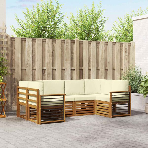 vidaXL Seturi de canapele 6 pcs Natural și Crem Lemn Solid de Acacia