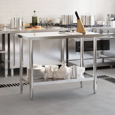 vidaXL Masă de lucru pentru bucătărie, 110x55x85 cm, oțel inoxidabil