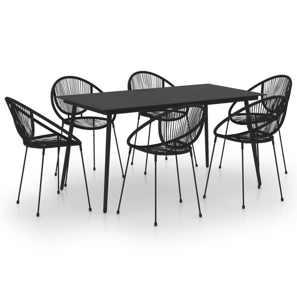 vidaXL Set mobilier de exterior, 7 piese, negru, ratan PVC