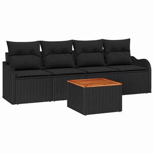 vidaXL Set de canapele pentru grădină 5 buc. 4-Număr de locuri Negru