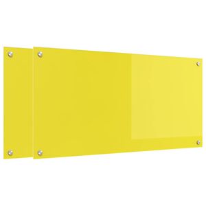 vidaXL Spate de bucătărie 2 pcs Galben 100 x 50 cm sticlă securizată