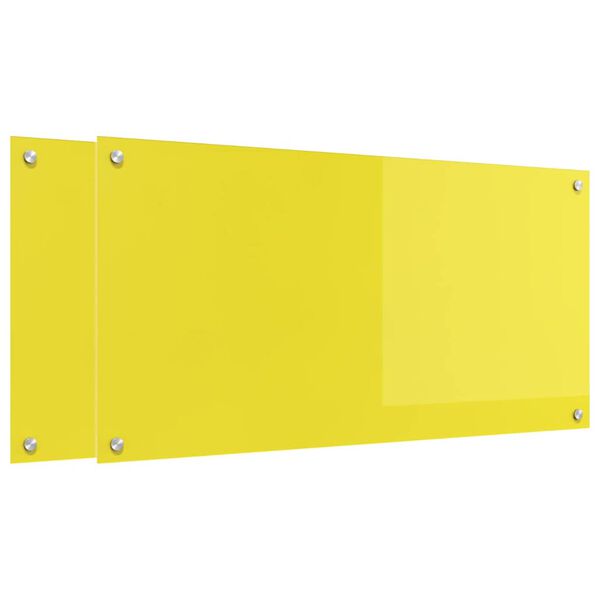 vidaXL Spate de bucătărie 2 pcs Galben 100 x 50 cm sticlă securizată