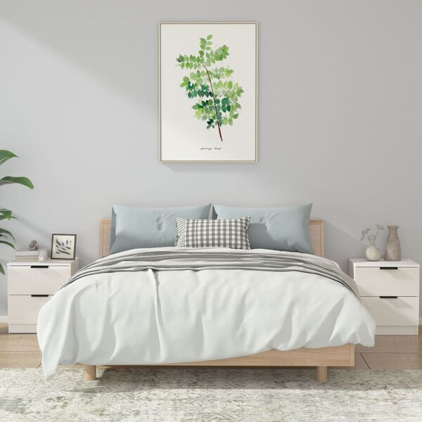 vidaXL Noptiere, 2 buc. alb extralucios, lemn prelucrat