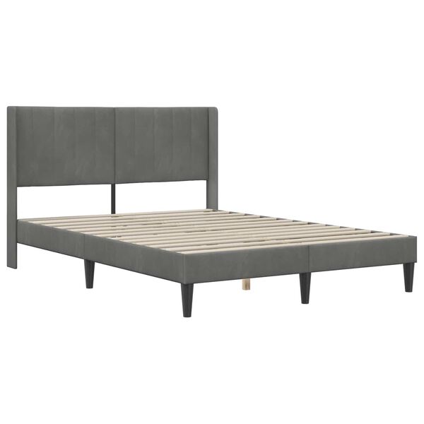 vidaXL Cadru de pat cu headboard Gri &icirc;nchis 140 x 190 cm Catifea