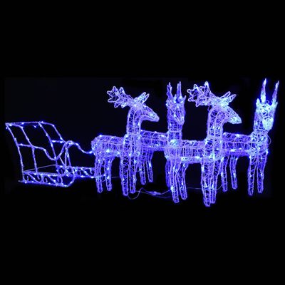 vidaXL Decorațiune de Crăciun cu reni și sanie, 280x28x55, acril