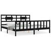 vidaXL Cadru pat cu tăblie 200x200 cm, negru, lemn masiv