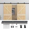 vidaXL Ușă glisantă 2 pcs Natural și Negru Lemn masiv de pin