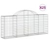 vidaXL Coșuri gabion arcuite 25 buc, 200x30x80/100 cm, fier galvanizat