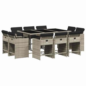 vidaXL Set mobilier de grădină cu perne 11 piese gri deschis poliratan
