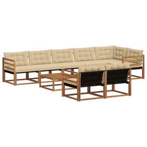 vidaXL Set de canapele de exterior cu pernă 9 pcs Natural și Bej