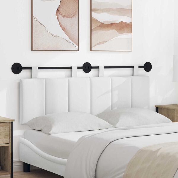 vidaXL Cap de pat suspendat Pe perete Alb 150 x 55 x 5 cm țesătură