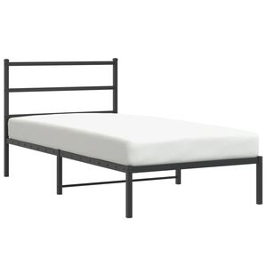 vidaXL Cadru de pat din metal cu tăblie, negru, 107x203 cm