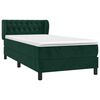 vidaXL Pat box spring cu saltea, verde &icirc;nchis, 100x200 cm, catifea