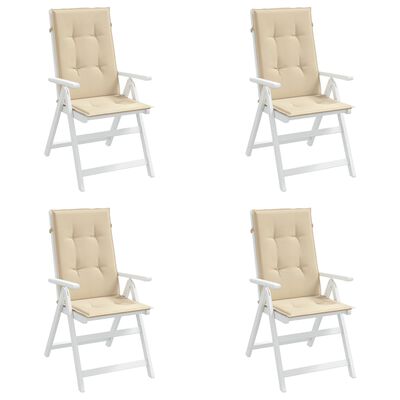 vidaXL Perne scaun spătar înalt, 4 buc., bej, 120x50x3 cm, textil