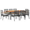 vidaXL Set mobilier de grădină cu perne, 9 piese, negru, poliratan