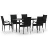 vidaXL Set mobilier de grădină, 7 piese, negru, poliratan