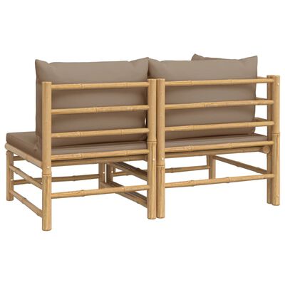 vidaXL Set mobilier de grădină cu perne gri taupe, 2 piese, bambus